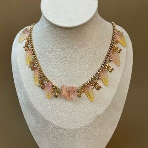Cottagecore Pink & Yellow Firefly Charm Statement Necklace - Fairycore